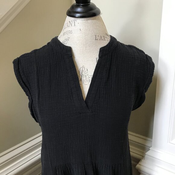 We are Sundays Cotton Gauze Midi Dress Womens 2 Small Black V-Neck Sleeveless - Picture 4 of 11